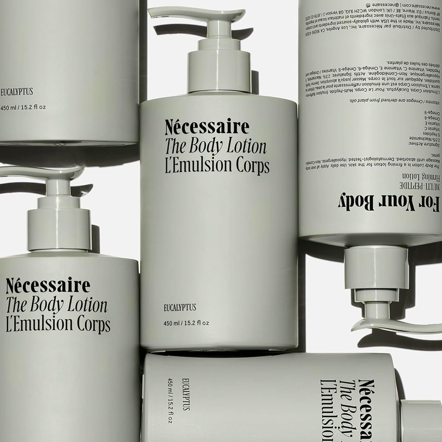 Nécessaire The Body Lotion Eucalyptus – Multi-Peptide Body Moisturizer for Women + Men – Non-Comedogenic Body Lotion with Niacinamide – 450ml/15.2 fl oz