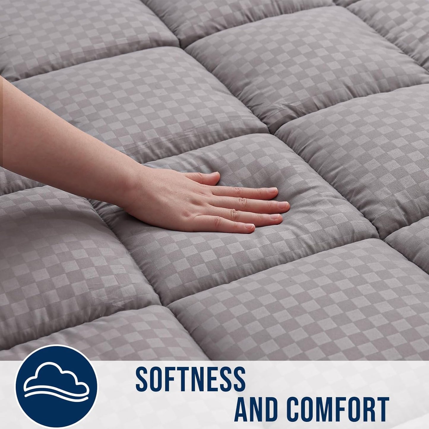 OLANLY Twin XL Quilted Fitted Mattress Pad – Soft Down Alternative Pillow Top Mattress Topper, Cooling Comfort Breathable Mattress Cover, Machine Washable Deep Pocket Mattress Protector, Light Grey