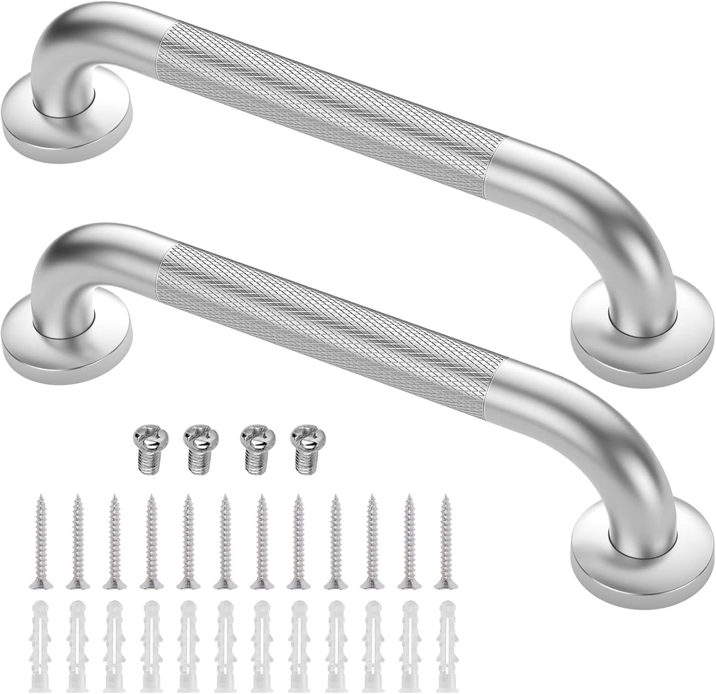 2 Pack 12 Inch Grab Bars for Bathtubs and Showers, Anti Slip Shower Grab Bars Stainless Steel Shower Handle Toilet Handicap Elderly Senior Assist Bathroom Saft Handle