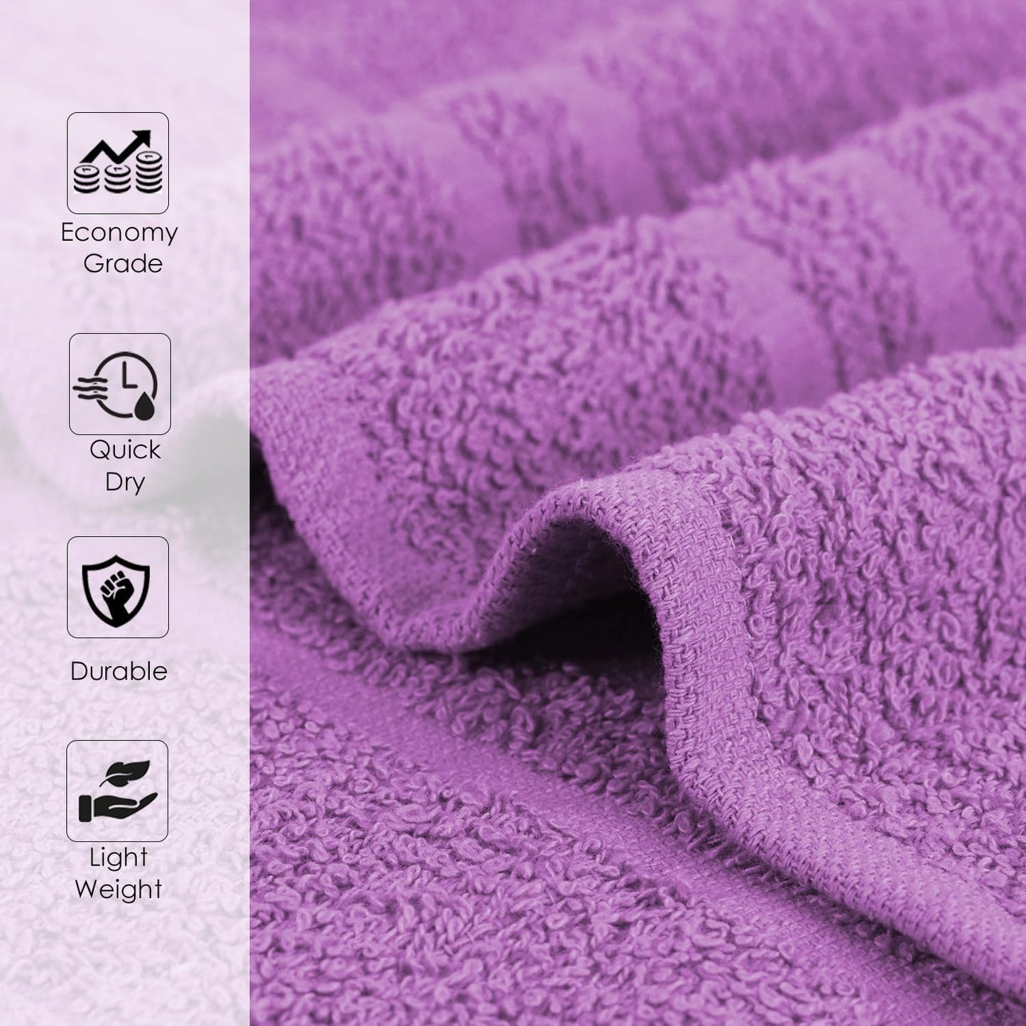 Hand Towels (Pack of 24) Purple Economy Salon Towels - 100% Cotton Spa Towel – 16 x 27 Inches Highly Absorbable, Facial, Gym, Hair Towels Face Towels Bulk (Not Bleach Proof)