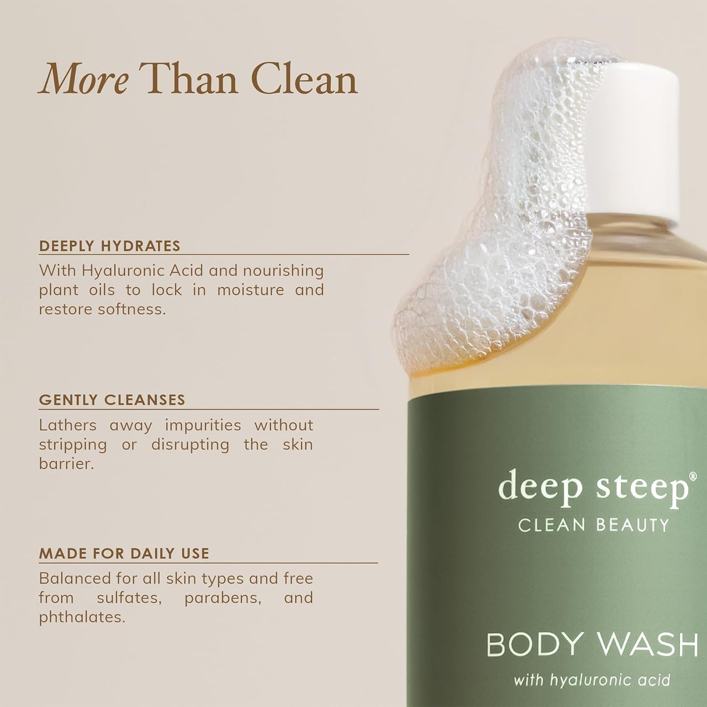 Deep Steep Body Wash, Fresh Lavender, 17 oz – Hydrating Shower Gel with Hyaluronic Acid, Shea Butter, Aloe Vera & Argan Oil – Vegan, Clean Beauty, Clean & Refreshed Skin