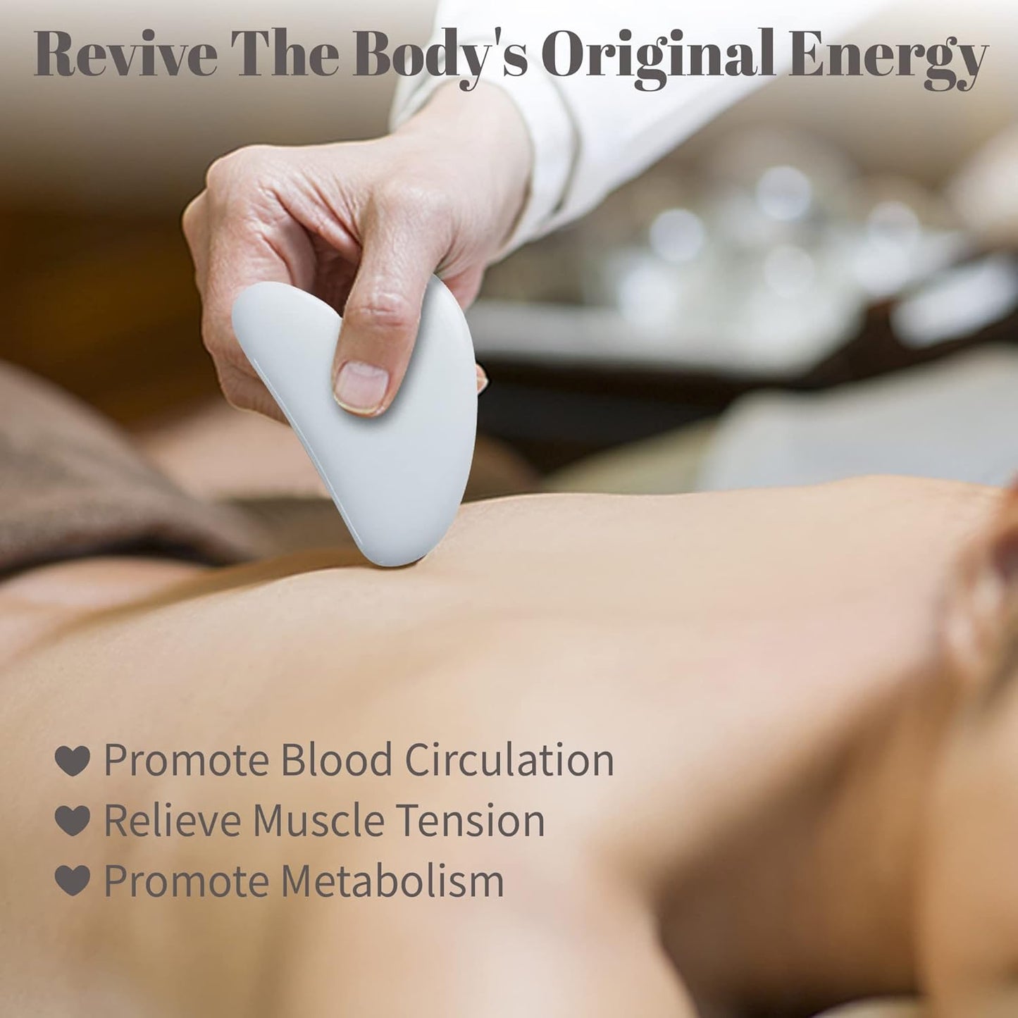 Rena Chris Guasha Massage Tool, 4 Pcs Gua Sha Facial Tool, Guasha Board for SPA Acupuncture Therapy Trigger Point Treatment, Gua Sha Scraping Massage Tool（White）