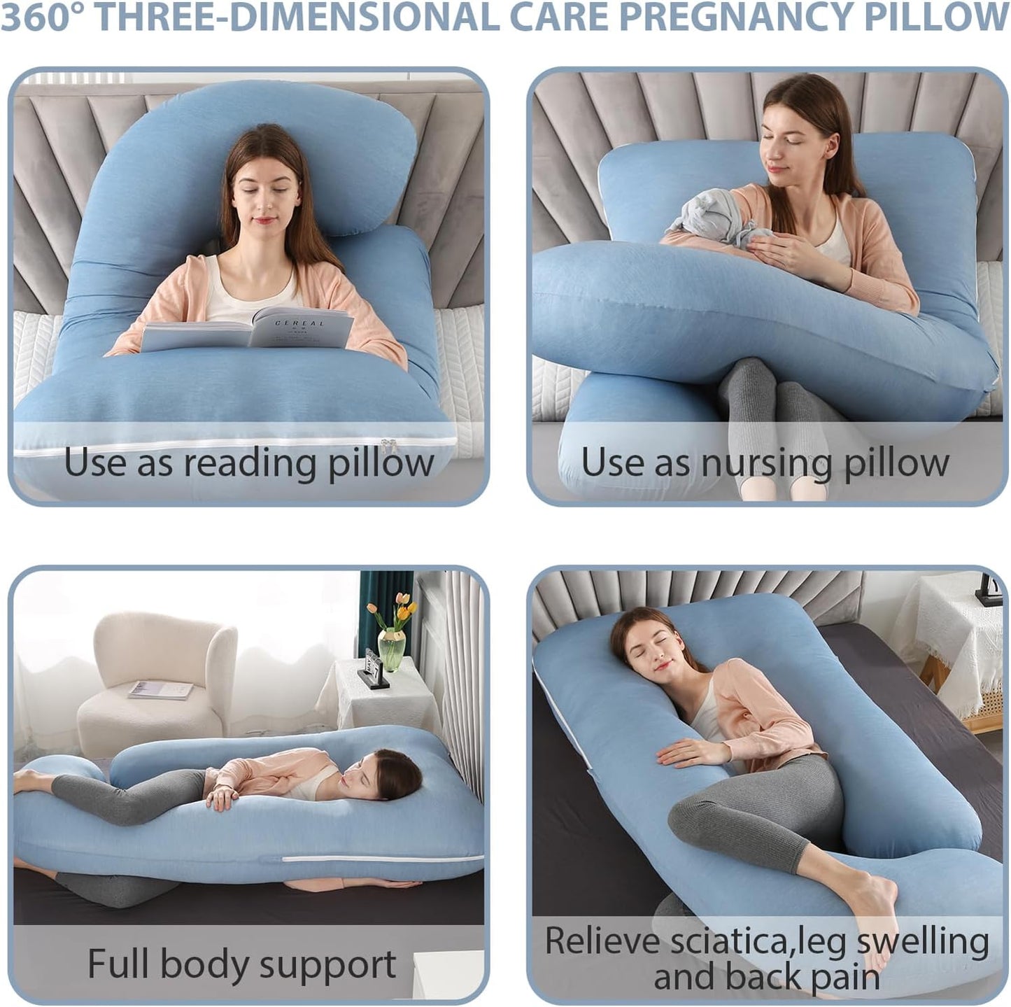BATTOP Pregnancy Pillow for Sleeping,Maternity Pillow with Cooling Removable Cover,57 Inch Cooling Body Pillow,Support for Back,HIPS,Legs,Belly,Pregnancy Must Haves