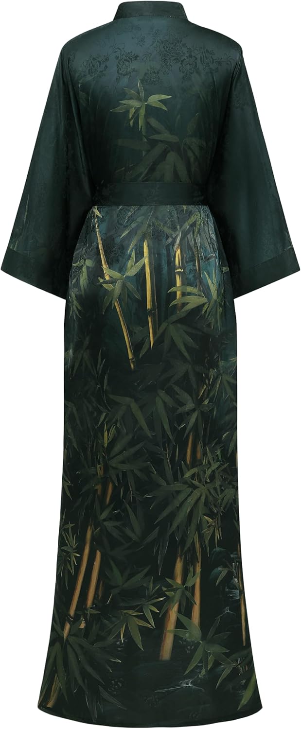 PRODESIGN Kimono Robe for Women - Long Satin Sleepwear Silky Kimono Cover-Up Nightgown Japanese Bathrobe Loungewear Blouse