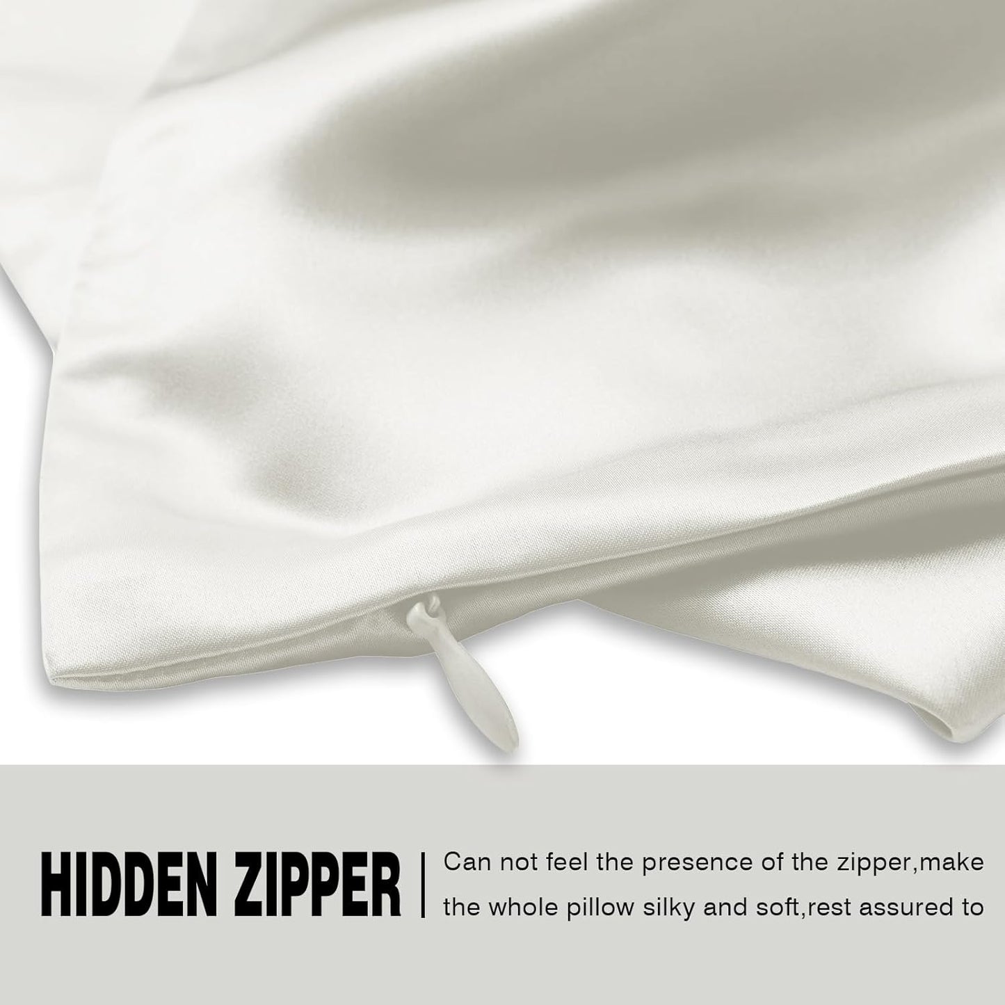 Silk Pillow Cases 2 Pack Soft Breathable and Sliky Standard Size Pillow Cases Set of 2,Natural Mulberry Satin Silk Pillowcase with Hidden Zipper for Hair and Skin (Ivory,20"X 26",2pcs)