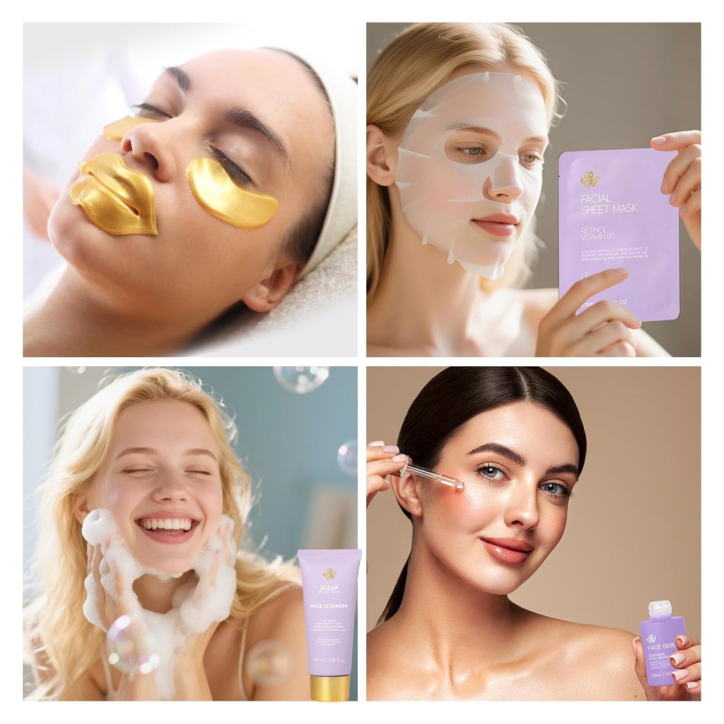 35 Pcs Christmas Gifts for Women, Lavender Bath and Body Gift Basket, Facial Skin Care Set, Spa Kit, Self-Care Set, Face Sheet Mask, Necklace, Birthday Present, Valentines, Mother Day, Bridal Shower