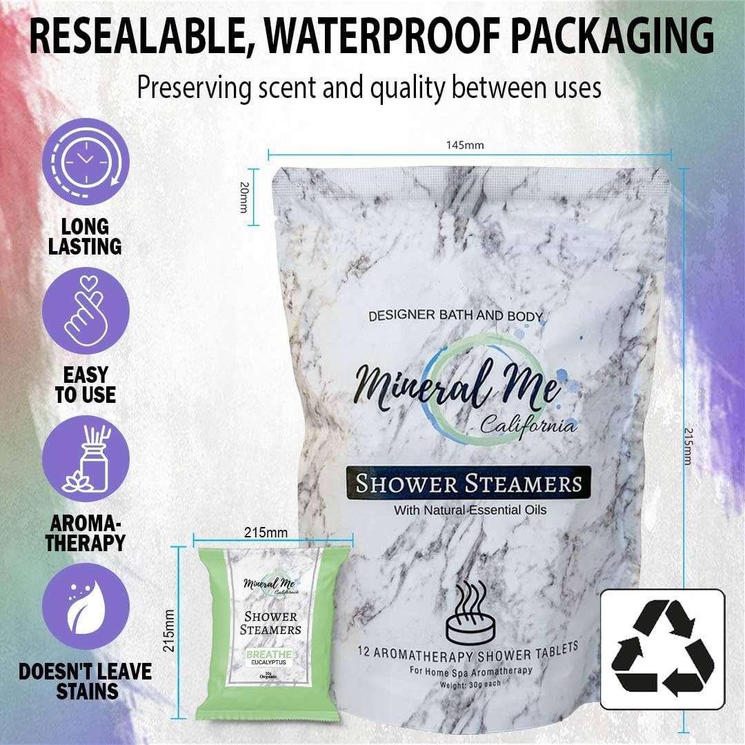Shower Steamers Aromatherapy - 12pc Shower Bombs Vapor Tablets w/Organic Essential Oils for Vaporizing Steam Spa, Bath Bombs Tablets, Stocking Stuffers, Selfcare & Christmas Gifts for Women, Men