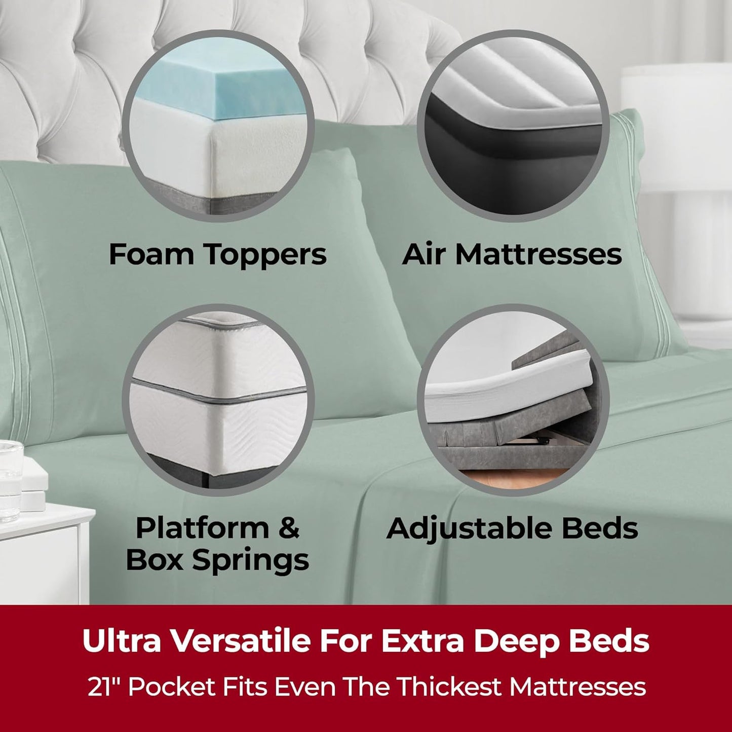 Mellanni Extra Deep California King Sheets - 4 PC Iconic Collection Bedding - Luxury, Ultra Soft, Cooling Bed Sheets - Wrinkle, Fade, Stain Resistant (Cal King, Emerald Green)