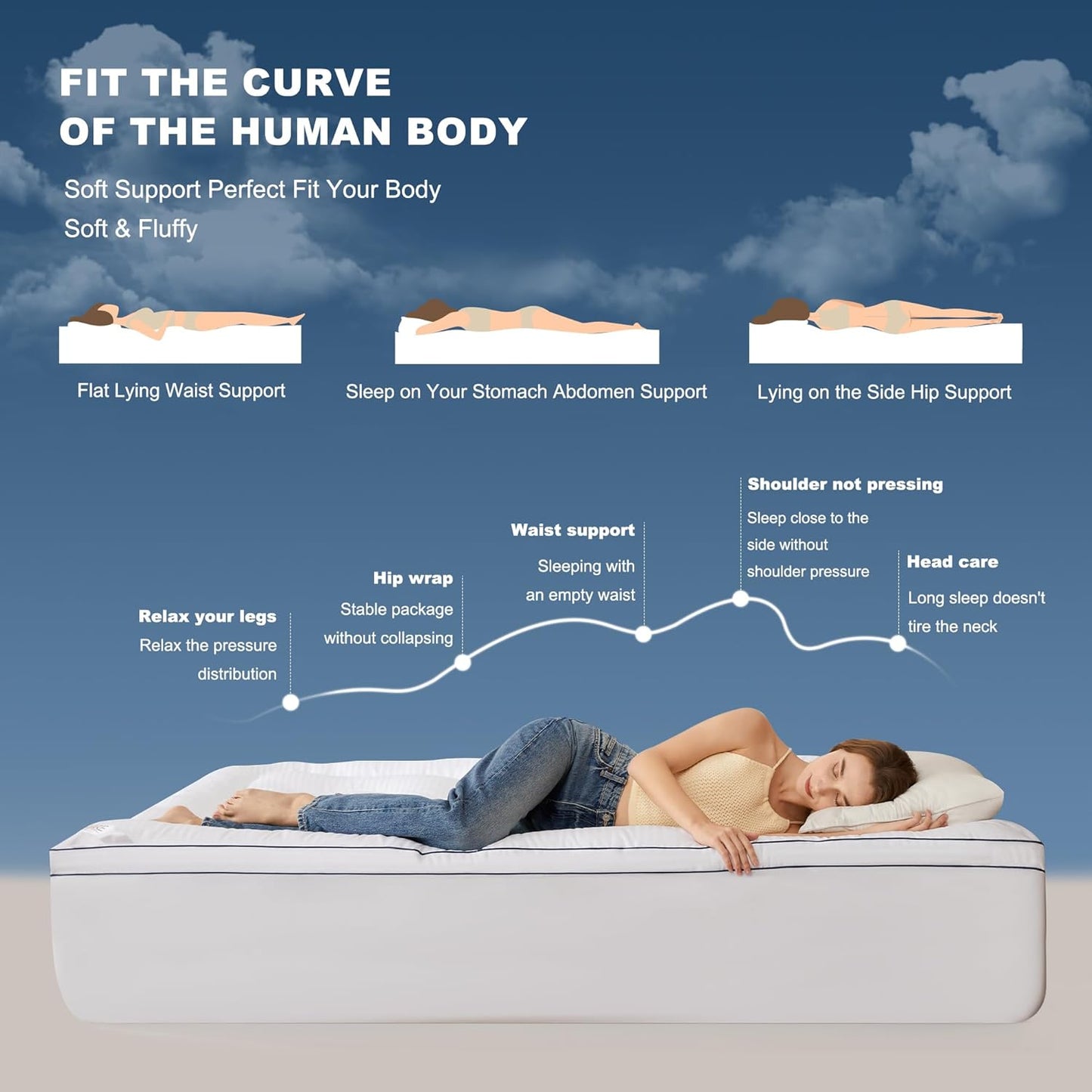 BEDLORE Twin XL Mattress Topper, Thick Pillow Top Pad for Back Pain Relief, Cooling Soft Mattress Cover with Deep Pockets 6-15 inch