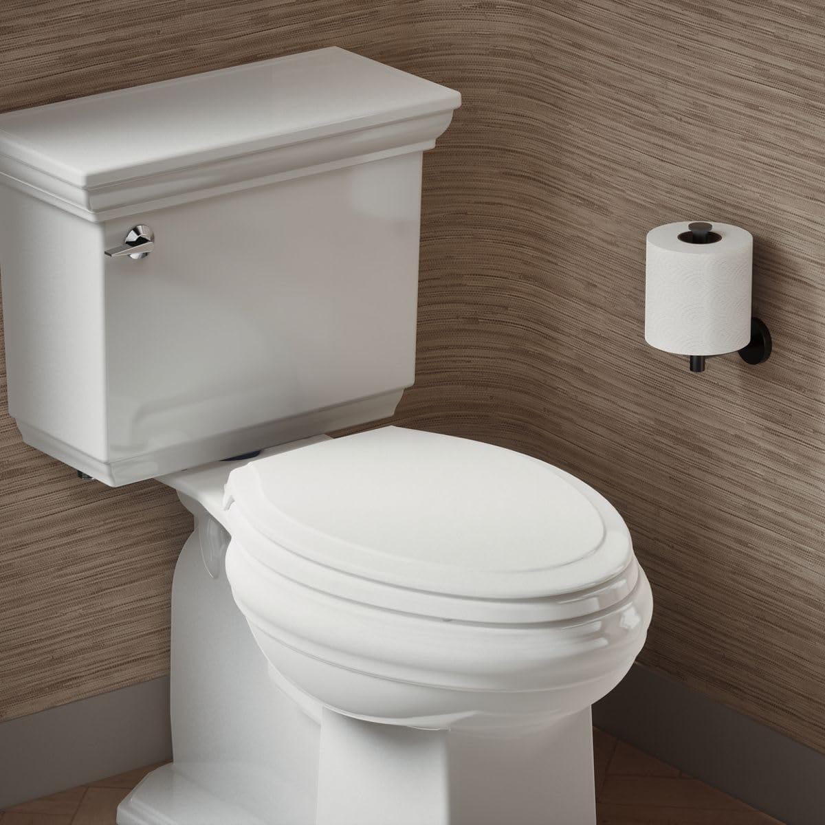 KOHLER 4734-RL-0 Rutledge ReadyLatch Soft Close Elongated Toilet Seat, Quiet-Close Lid Grip-Tight Bumpers, Installation Hardware, Home Essentials, White