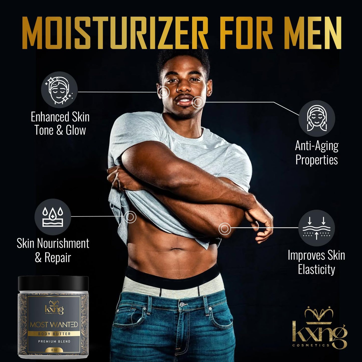 KXNG Premium Body Butter, Rich Shea Butter Moisturizer for Men & Women, Long-Lasting Hydration & Smooth Skin, Cruelty-Free Luxury Cream