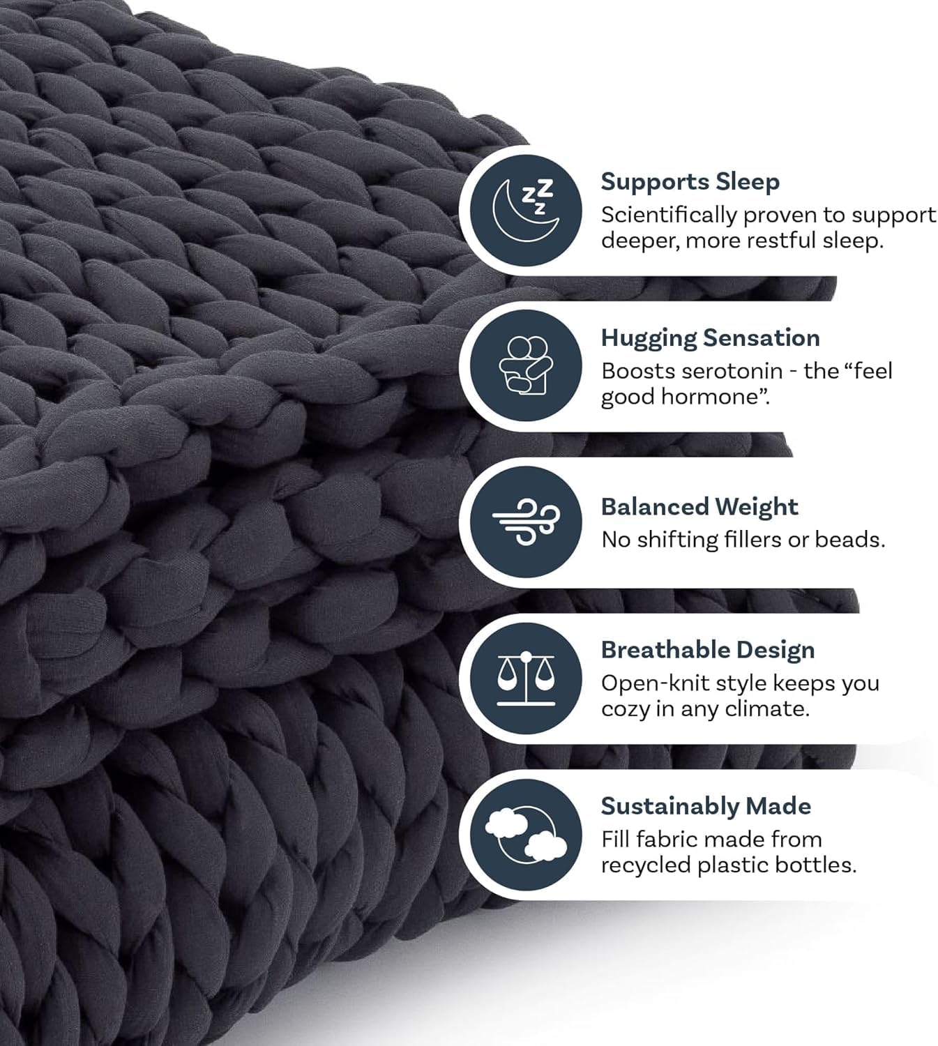 Nuzzie Chunky Knit Weighted Blanket - Breathable, Cooling, Hand Made Knit Throw Blanket for Sleep - Machine Washable, Stylish Decor Design (Forest Green, Queen | 22lbs | 60"x80")