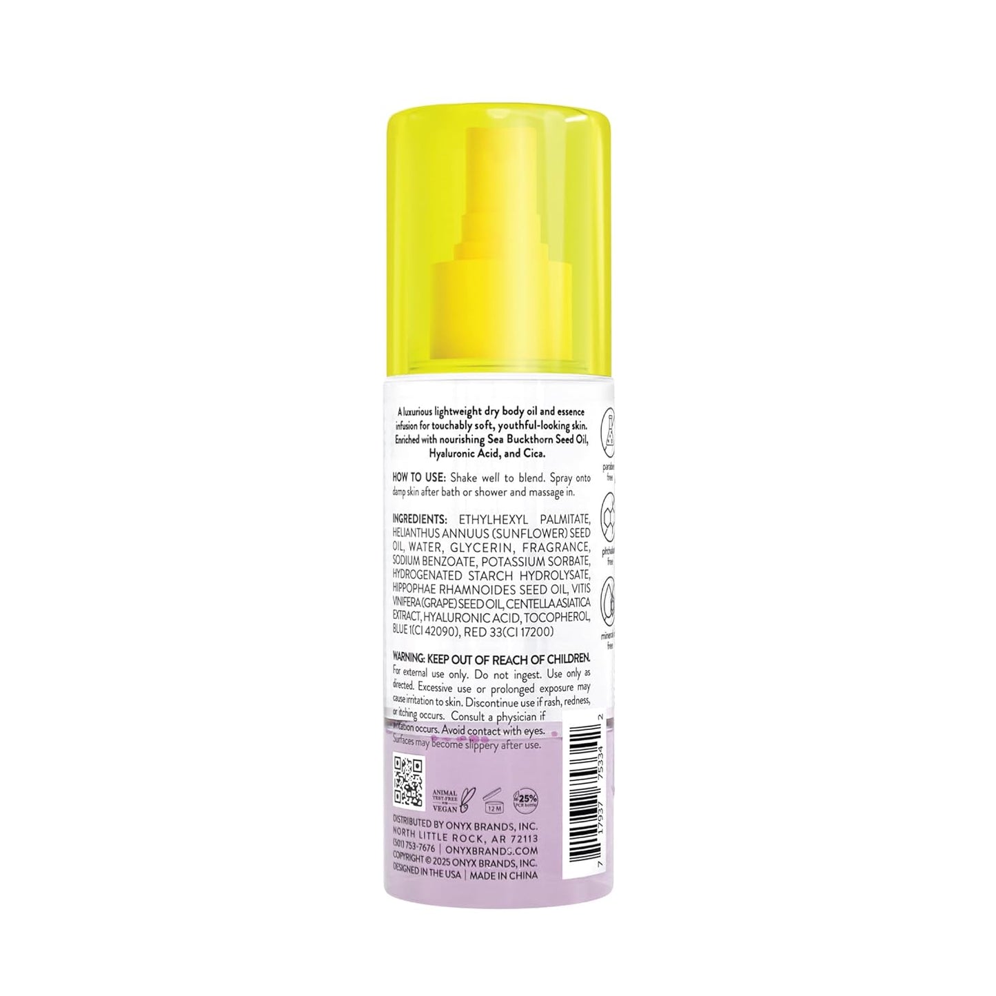 Onyx Professional Hydrating Dry Body Oil, Amber Escape, 3.7 fl oz, 2pk