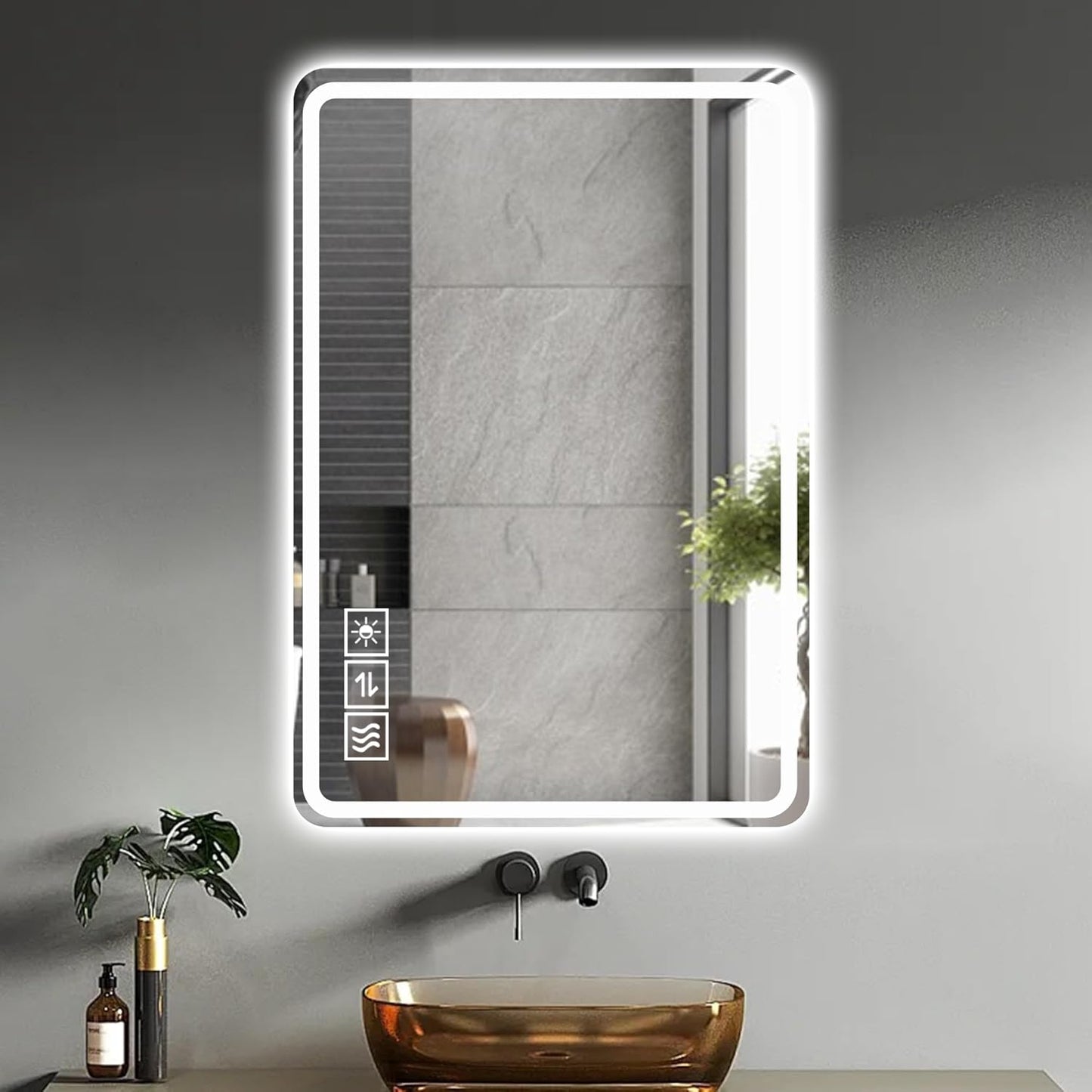 LED Bathroom Mirror with Backlit & Front Light, 40"x24" Anti-Fog, Memory Function, Dimmable Color & Brightness,CRI90+, IP54 Waterproof, Horizontal/Vertical, Wall Mounted