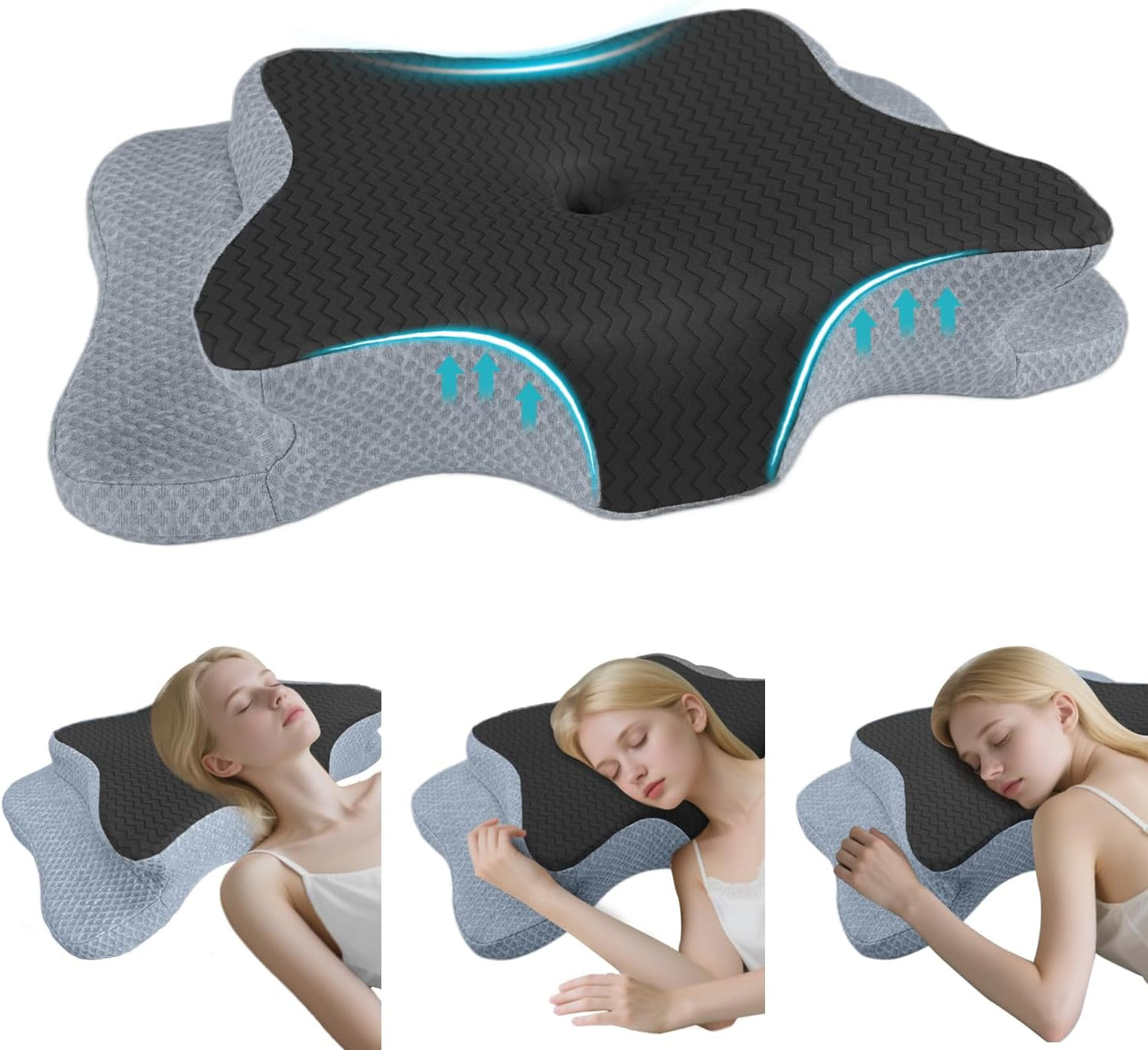 Cervical Pillow for Neck Pain Relief, Memory Foam Pillow, Ergonomic Contour Bed Pillow, Soft for Side Sleep Stomach Sleeping and Back Sleepers