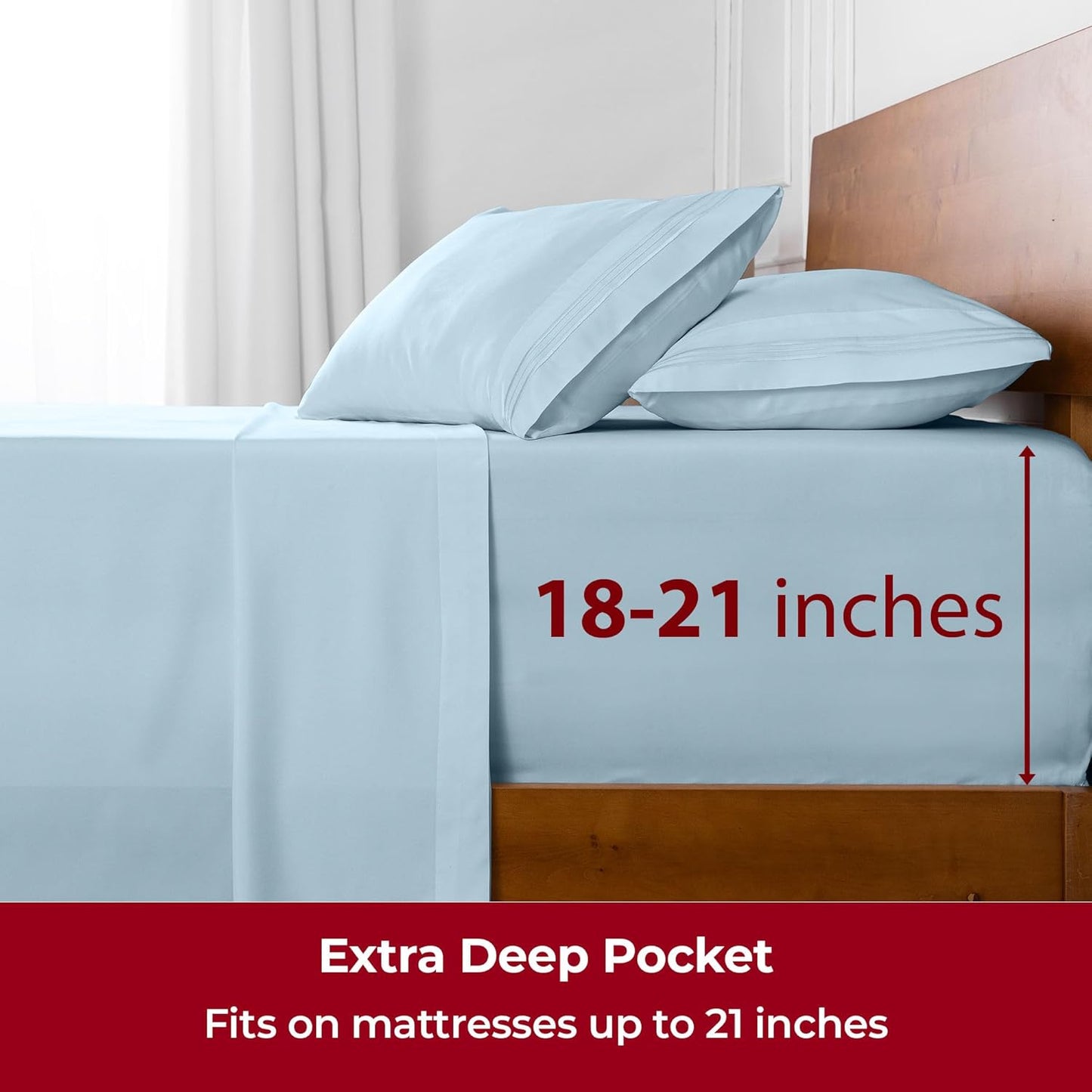 Mellanni Extra Deep Twin Sheets - 3 PC Iconic Collection Bedding - Hotel Luxury, Ultra Soft, Cooling Bed Sheets - Wrinkle, Fade, Stain Resistant (Twin, Aqua)