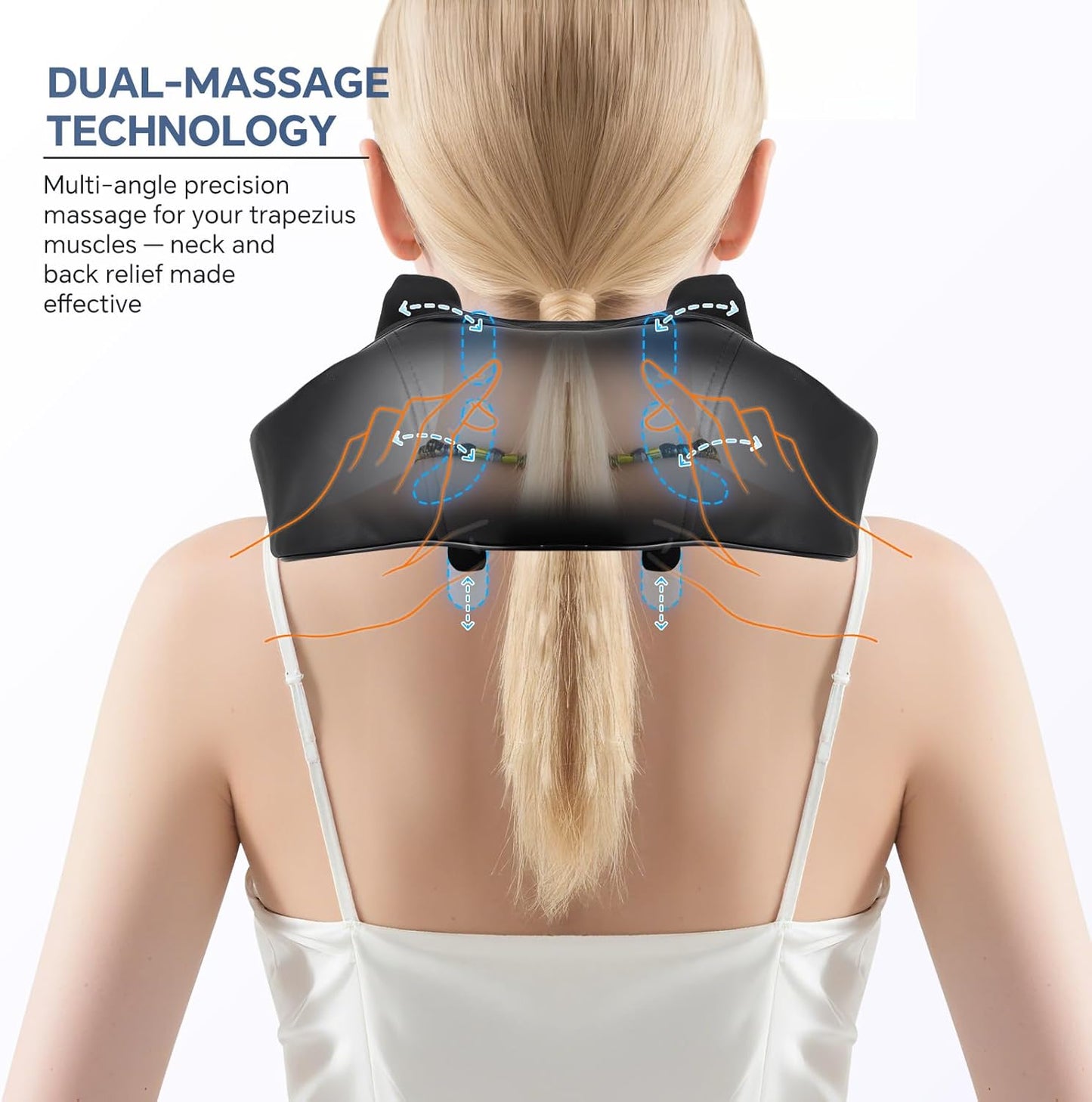 Cordless Neck Shoulder Massager with Heat for Pain Relief Deep Tissue, Upgraded Straps, Kneading, Shiatsu Back Neck Massager Pillow for Neck, Shoulders Back, Gifts for Men Women Mom Dad