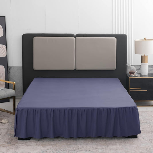 Bed Skirt Twin Size Ruffled Bed Skirt with Split Corners, 18 Inch Drop Dust Ruffle Bed Skirts with Platform, Gathered Style, 100% Microfiber, Navy Blue