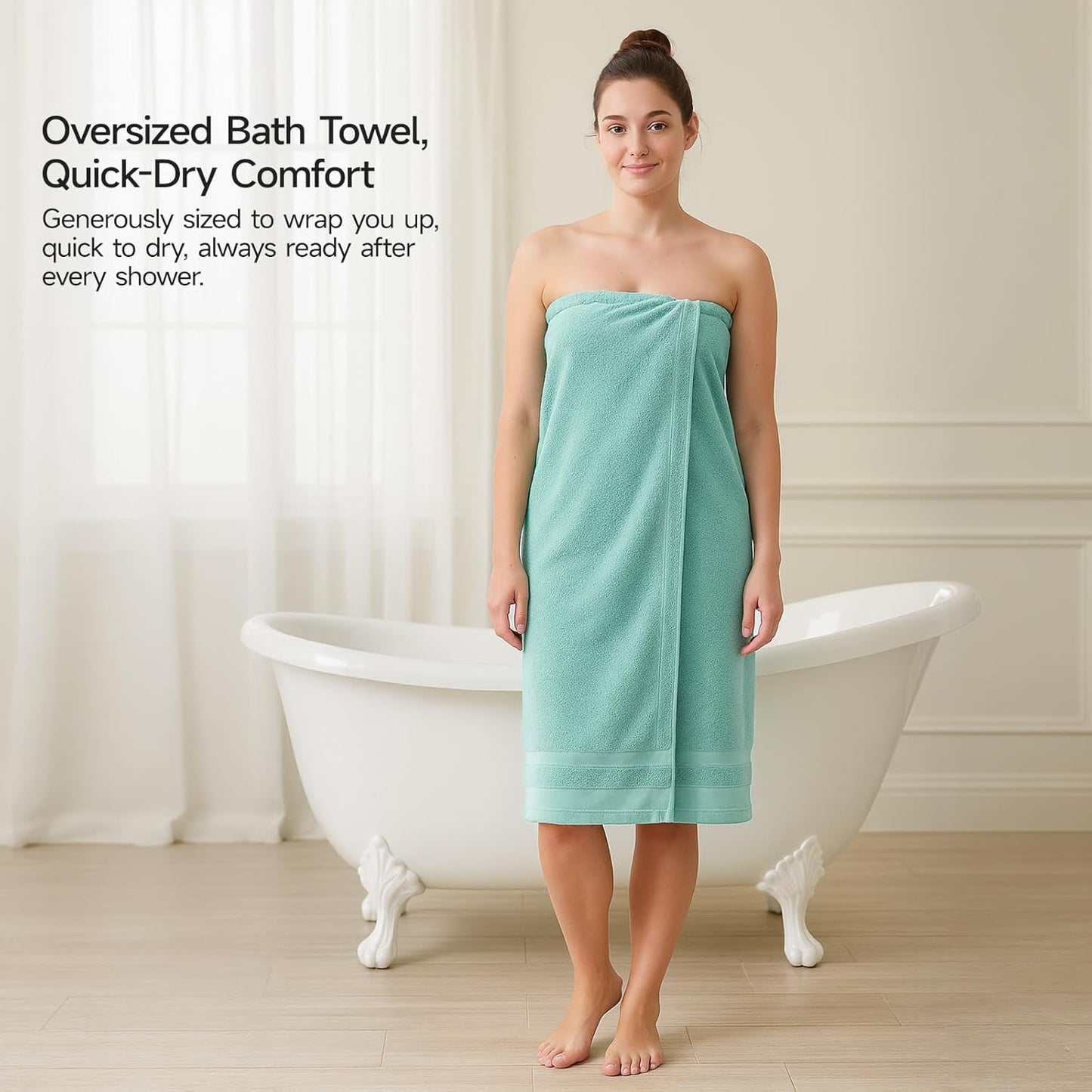 REDKISS 100% Cotton Bath Towels Set of 2, Extra Large Bath Sheets 35 X 70 Inches, 800 GSM, Quick Dry, Ultra Soft & Super Absorbent Bathroom Towel Sets for Bathroom, Gym, Spa, Pool & Hotel, Blue