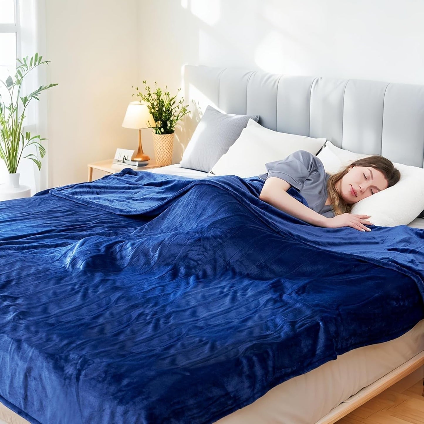 Electric Heated Blanket Full Size 72”x84”,Cozy Soft Warmth with 6 Heating Settings 1-10 Hours Auto-Off, Long Cord Energy-Saving, for Bed, Fast Heating Machine Washable, Navy Blue