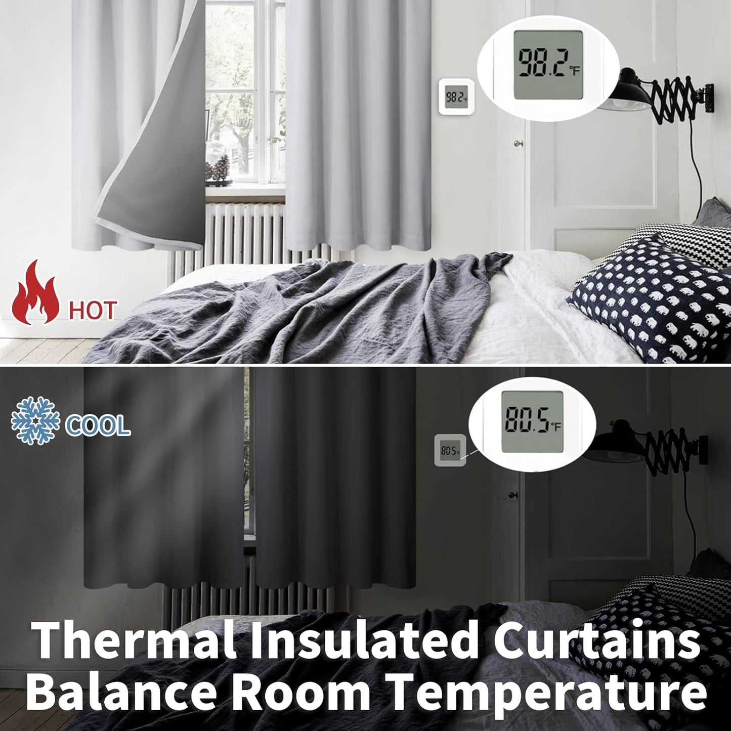 BGment Full Blackout Curtains for Living Room 72 Inch Length 2 Panels Set, Room Darkening Thermal Insulated Soundproof Window Curtains with Rod Pocket, Each Panel 55 Inch Wide, Light Grey