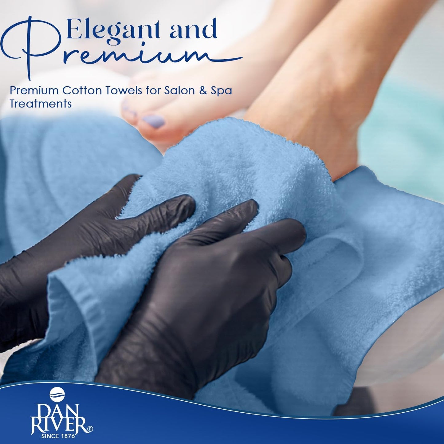 DAN RIVER 100% Cotton Salon Towels Set – 16x26 inches, Pack of 24, Highly Absorbent and Quick-Dry Towels for Hand, Salon, Spa, Beauty, Gyms and Home Hair Care, Blue