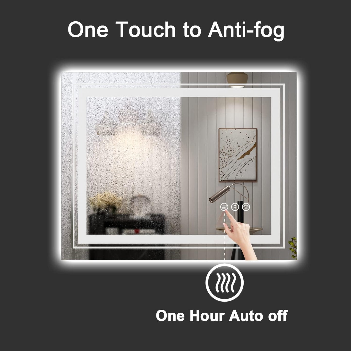 23.6" x 31.5" LED Bathroom Mirror with Lights, Front and Backlit Mirror, Anti-Fog Lighted Vanity Mirror, Stepless Dimmable, 3 Colors LED Mirror (Horizontal/Vertical)