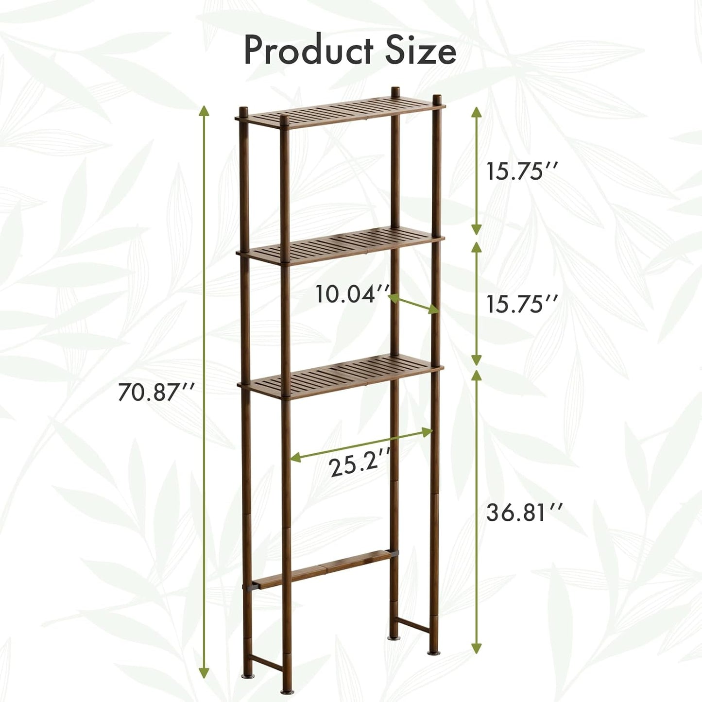 AmazerBath Bamboo Over The Toilet Storage Shelf, Over Toilet Bathroom Organizer Rack, 3-Tier Bathroom Shelves Over Toilet, Space Saver, Walnut Brown