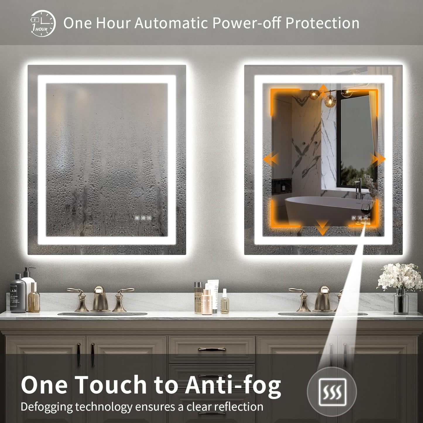 LED Mirror for Bathroom, 30x36 Inch Backlit + Front Lighted Bathroom Vanity Mirror with Lights for Wall, Double Light Strips, 3 Colors, Shatter-Proof, Anti-Fog and Brightness Memory