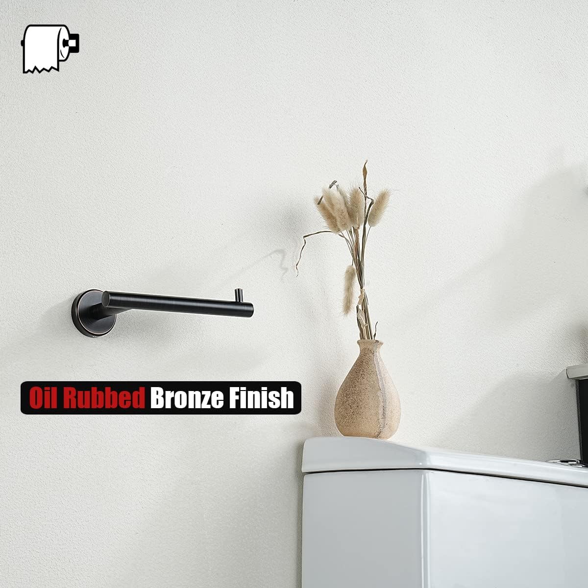 JQK Toilet Paper Holder Oil Rubbed Bronze, 5 Inch 304 Stainless Steel Thick 0.8mm Tissue Paper Dispenser for Bathroom, Hold Mega Rolls Wall Mount, TPH100-ORB