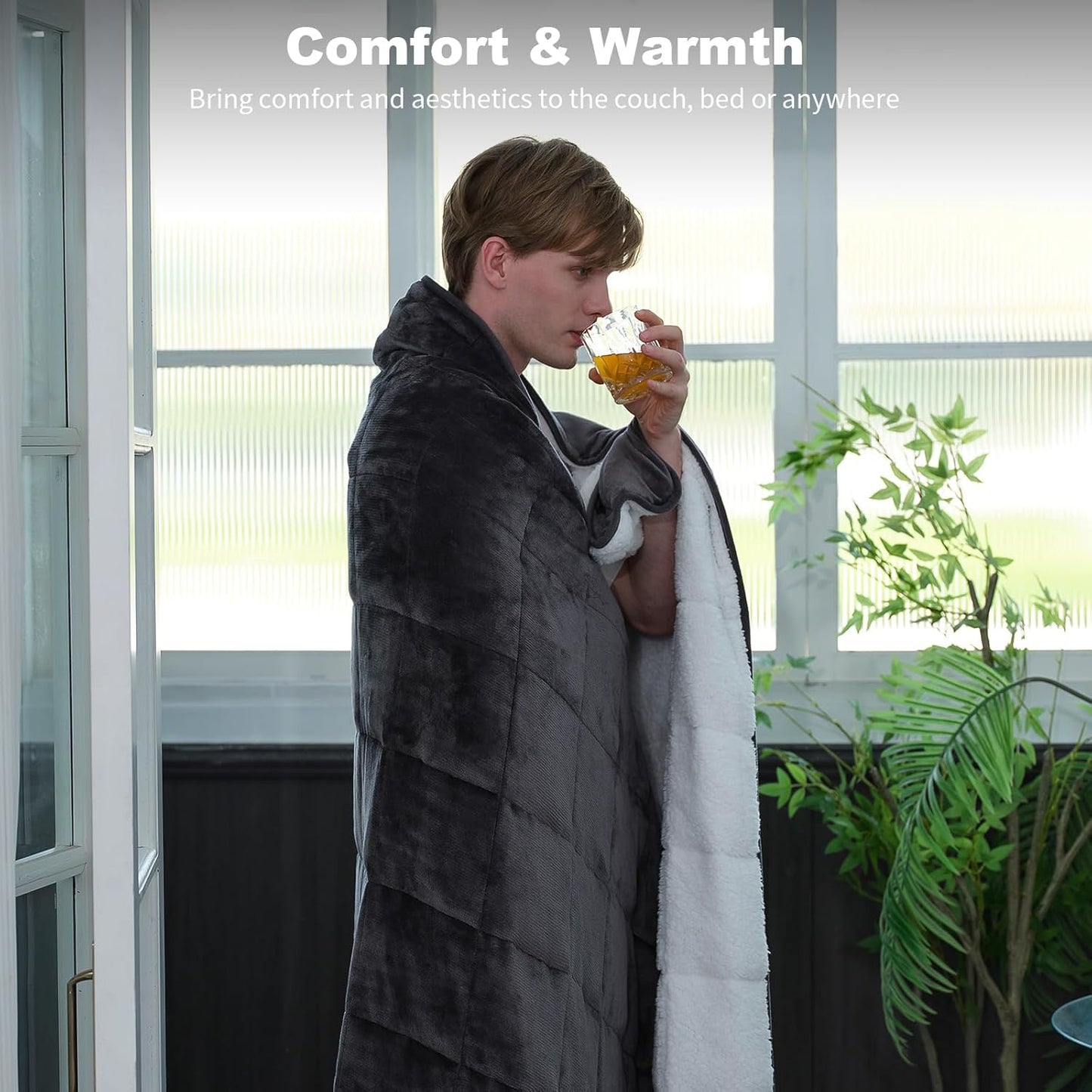 Weighted Blanket Twin Size 10 Pounds 48x72 inches, Sherpa Fleece Throw Blanket for Teens with Soft Plush Flannel Top, Fuzzy Fluffy Cozy Warm and Thick Heavy Blanket for Winter