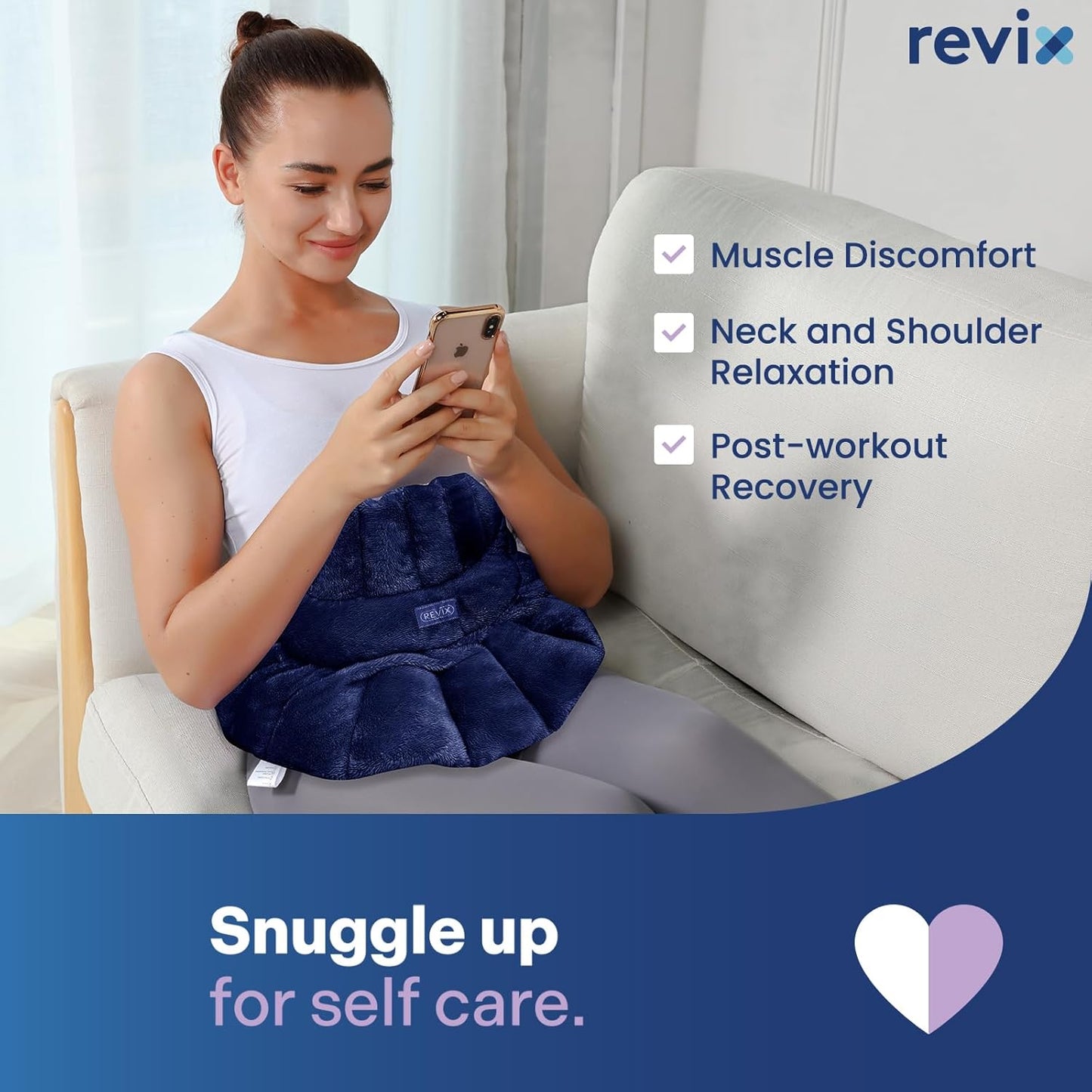REVIX Microwave Heating Pad for Neck Shoulders and Back, Weighted Hot Neck Shoulder Wrap with Herbal Aroma, Microwavable Moist Heat Warmer, Scented