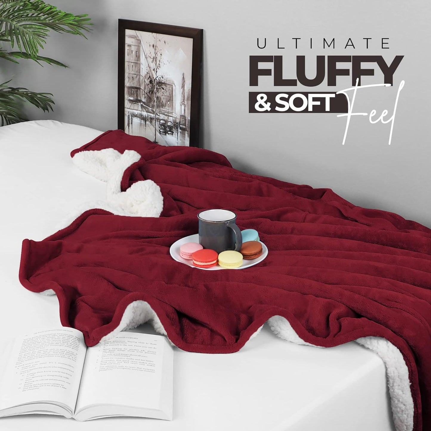 Utopia Bedding Sherpa Blanket Twin Size (Red, 90x66 Inches) - Soft Lightweight Plush Fleece Reversible Blanket for Bed, Sofa, Couch, Camping and Travel