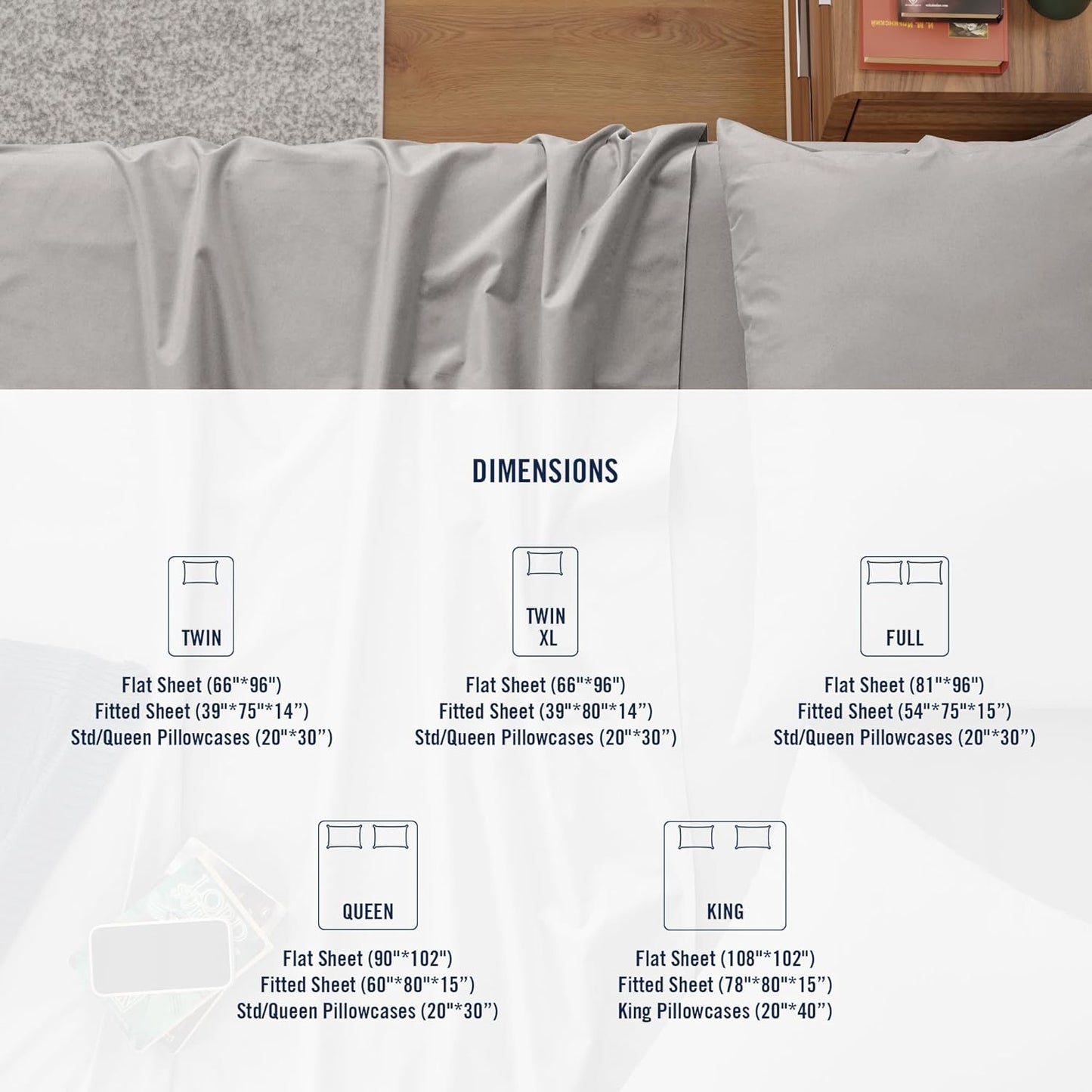 IZOD 100% Egyptian Cotton Sheets Set Queen Size, Cotton Percale Crisp Sheet Set 4Pc, Lightweight & Deep Pocket fits Upto 17", LongStaple Soft Combed,Hotel Style Luxury Bedding Sheet - Sterling Silver