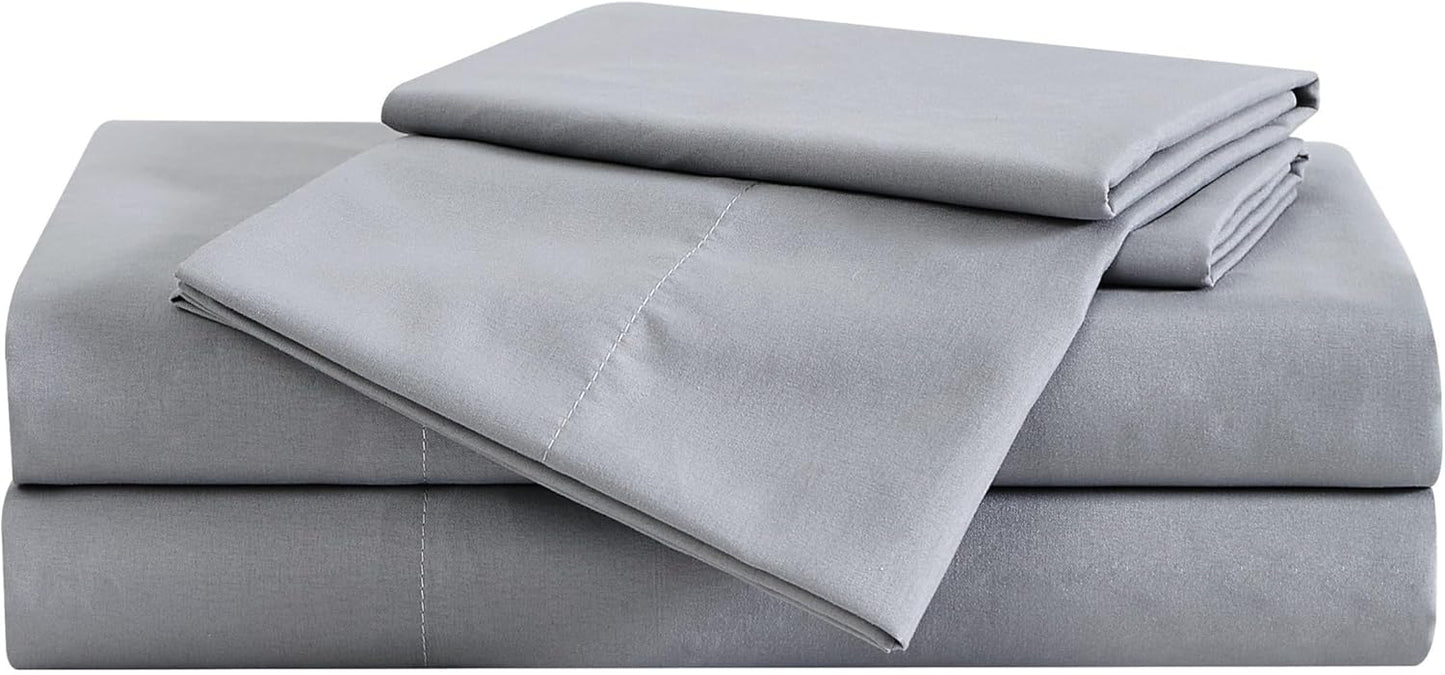 London Fog Garment Washed Solid Sheet Set Grey Microfiber 4-Piece King Sheet Set, Solid Themed, Deep Pocket, Adult and Teen, Oeko-TEX Certified