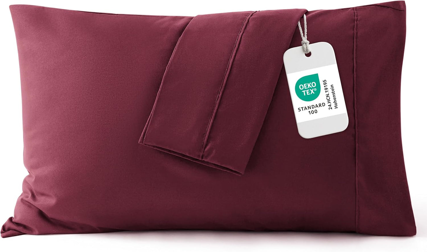 Bedsure Queen Pillow Cases Set of 2 - Burgundy Brushed Microfiber Pillowcase 2 Pack, Super Soft Pillowcase, Pillow Case Covers with Envelope Closure, Wrinkle, Fade and Stain Resistant, 20x30 Inches
