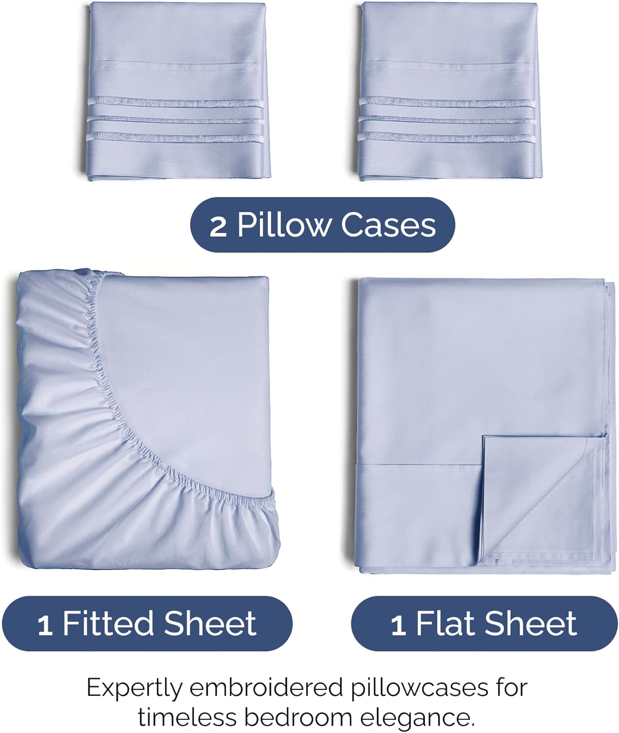 Cal King Size 4 Piece Sheet Set - Extra Soft, Breathable, and Cooling Sheets - Hotel Luxury Bed Sheets for Women & Men - Deep Pockets, Easy-Fit & Wrinkle-Free - Light Dusty Purple Oeko-Tex Bed Sheets