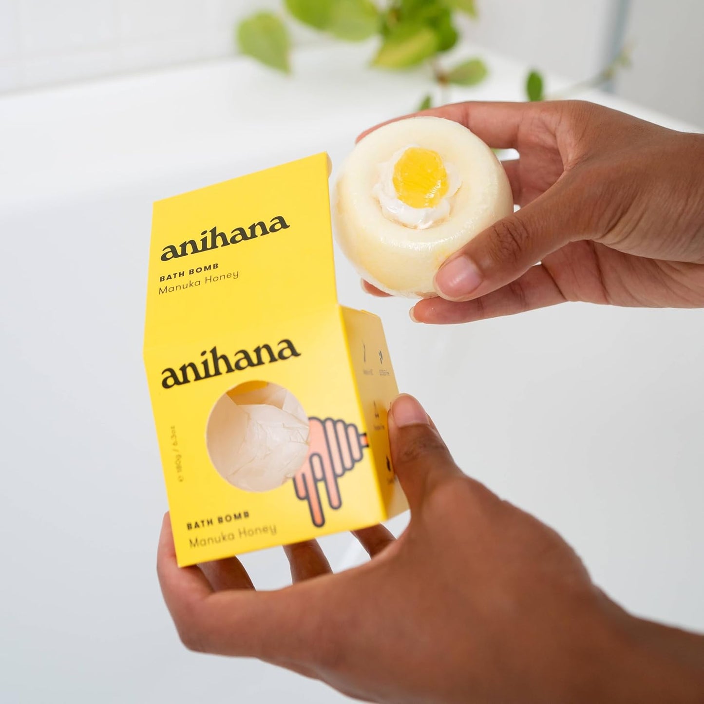ANIHANA Bath Bomb with Coconut Oil, Paraben Free, Hand-Crafted Luxury Fizzers, Refreshing Manuka Honey Scent, 6.3 oz