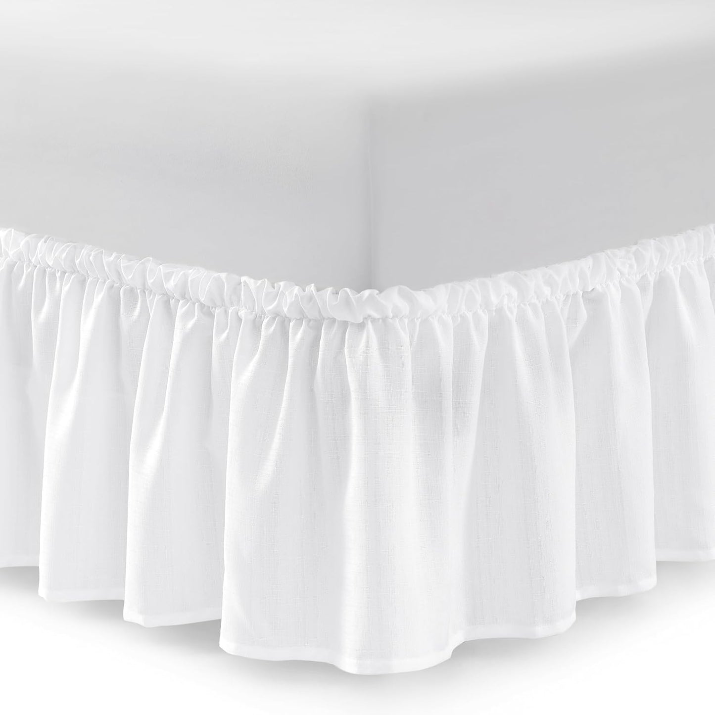 Bed Skirt Twin/Twin XL Bed Skirt Wrap Around Ruffled Box Spring Cover, Easy Install, Washable 15" Drop Elastic Dust Ruffle by Casual Living, 39-inch x 75-inch, White
