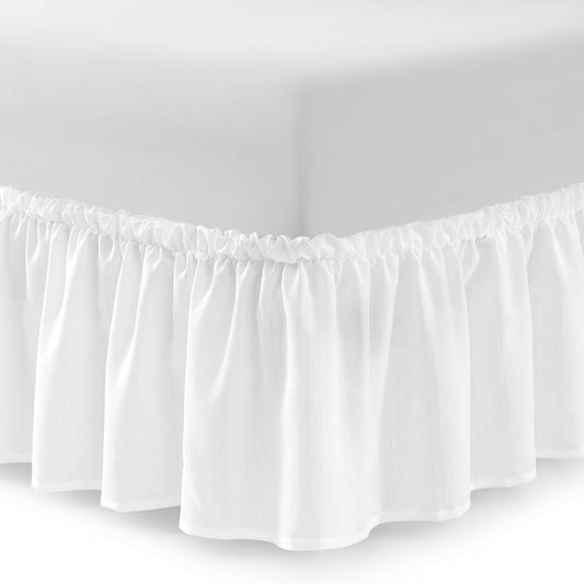 Bed Skirt Twin/Twin XL Bed Skirt Wrap Around Ruffled Box Spring Cover, Easy Install, Washable 15" Drop Elastic Dust Ruffle by Casual Living, 39-inch x 75-inch, White