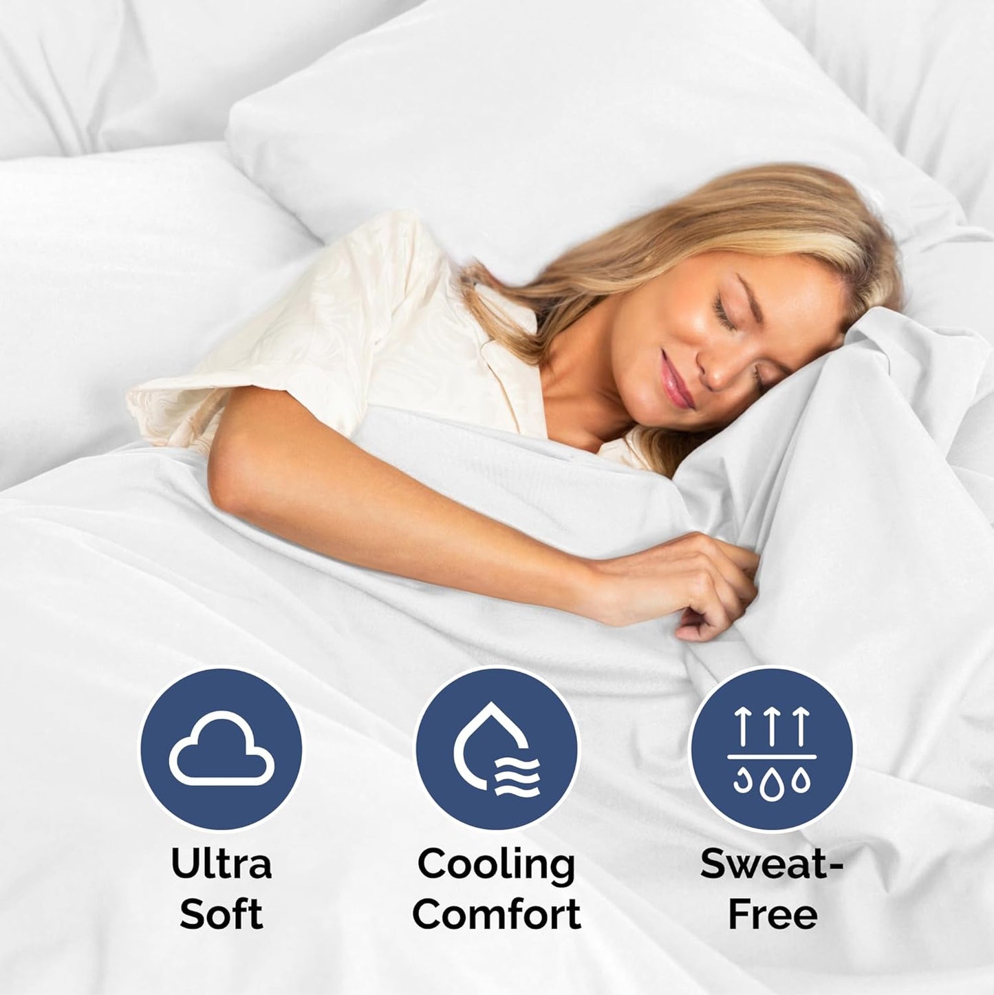 Queen Size 4 Piece Sheet Set - Extra Soft, Breathable & Cooling Sheets - Hotel Luxury Durable Bed Sheets for Women & Men - Deep Pockets, Easy-Fit & Wrinkle-Free Sheets - Bright White Oeko-Tex Sheets