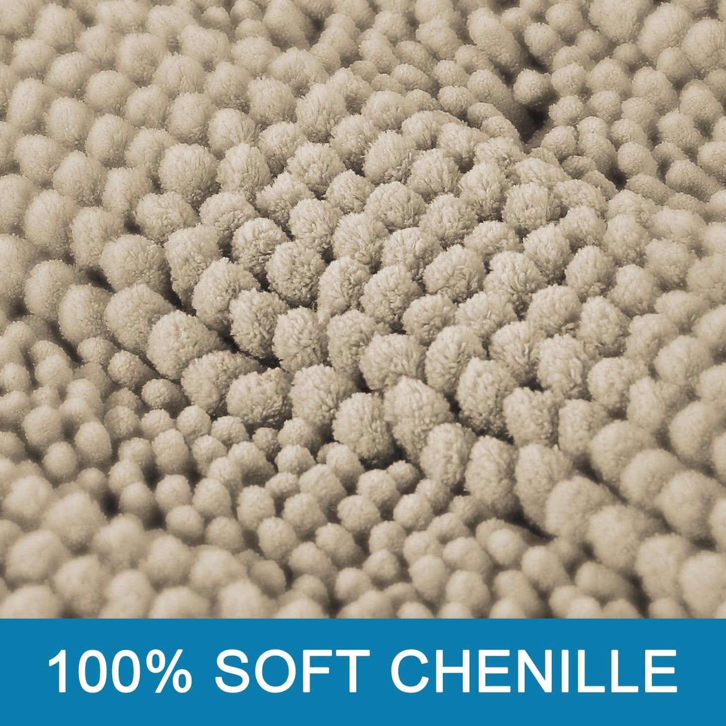 H.VERSAILTEX Bath Mats for Bathroom Non Slip Thick Chenille Striped Bath Rug Absorbent Fluffy Soft Shaggy Rugs Washable Dry Fast Plush Mats for Indoor, Bath Room, Tub - 24" x 36", Fog