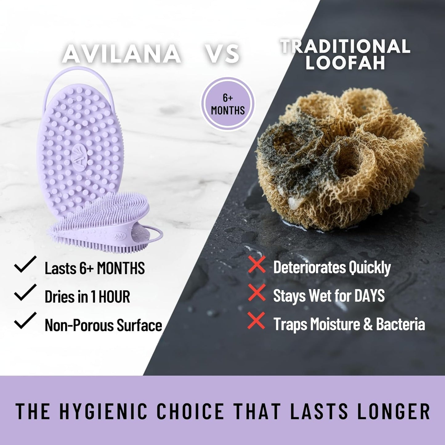 Body Face Scrubber Set Silicone - 2 Pack Shower Brush Facial Cleansing Kit - Avilana Bath Loofah Alternative Complete Skincare System Dual Sided - Gift Set Women Men