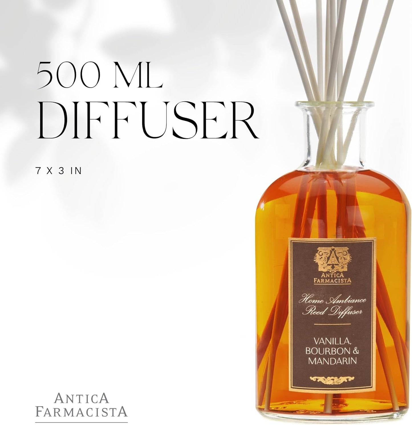 Antica Farmacista Home Ambiance Diffuser - Long-Lasting Reed Scent Diffuser - Luxury Room Freshener Gift - Vanilla, Bourbon & Mandarin, 16.9 fl oz