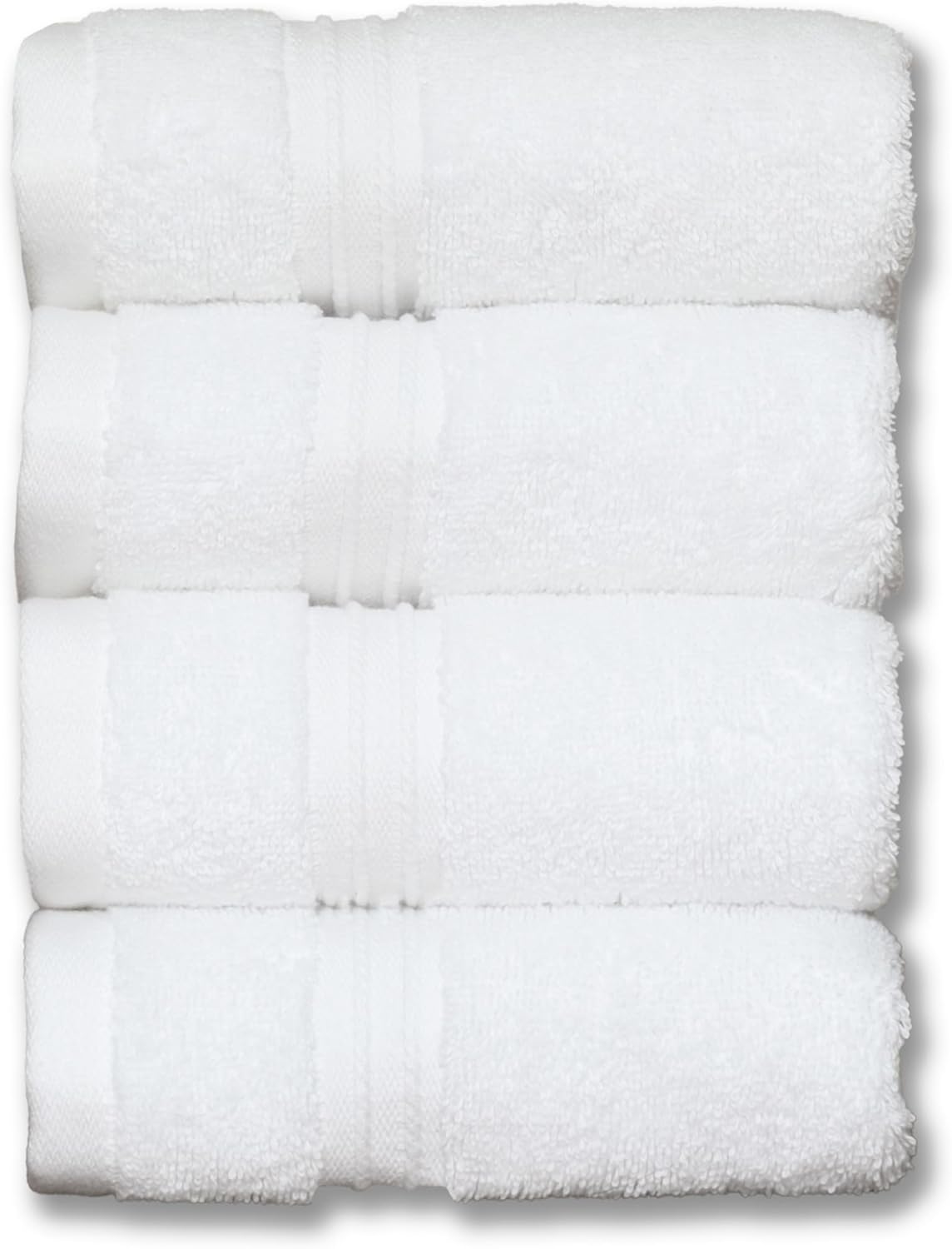 Milara Turkish Super-Plush Wash Cloths Set 4-Piece | Premium 100% Cotton Washcloths Absorbent, Durable with Hanging Loops | White Color Bath Washcloths, (13 x 13 Inch)