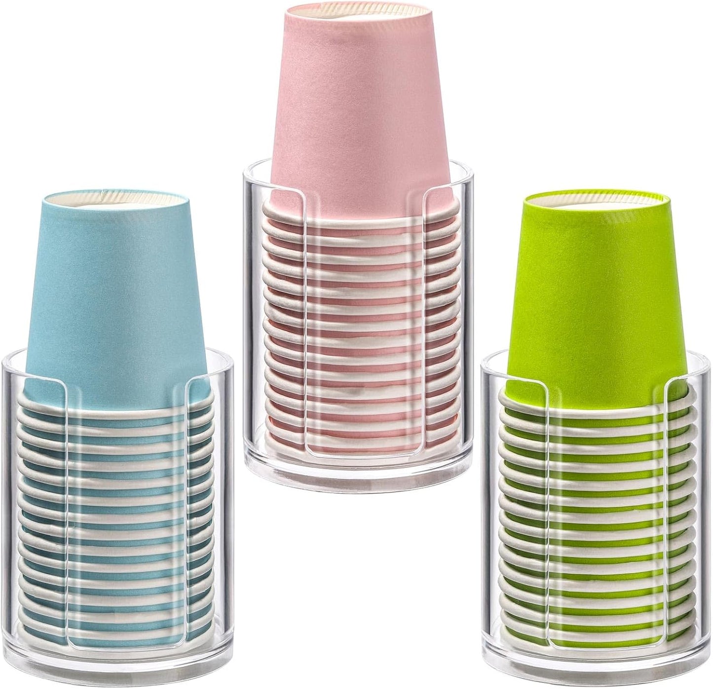 3 Pack Bathroom Cup Dispenser 3 oz Countertop Storage Mouthwash Cups Holder, Plastic Small Disposable Paper Cup Holders for Bathroom Sink Counter