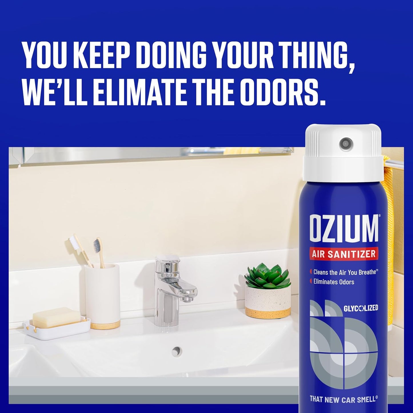 Ozium 3.5 Oz. Air Sanitizer & Odor Eliminator for Homes, Cars, Offices and More, New Car Scent, 4 Pack (OZM-22-4)