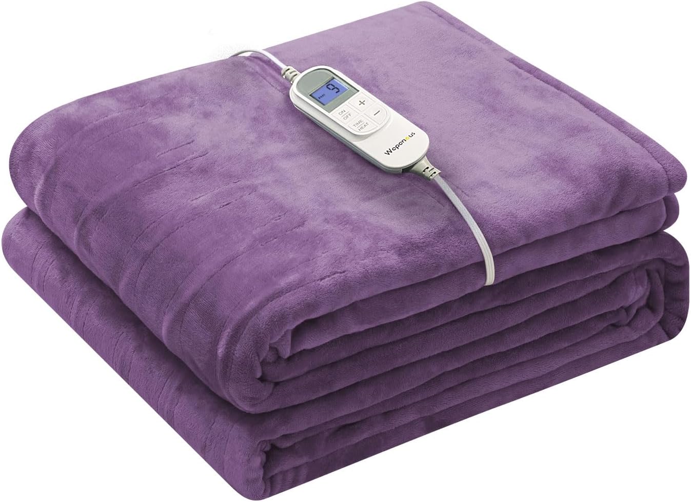Wapaneus Electric Blanket 62”x84” Flannel Heated Blanket Twin Size with 5 Heating Settings 10 Hours Auto-Off, Fast-Heating, ETL Listed, Machine Washable, Purple