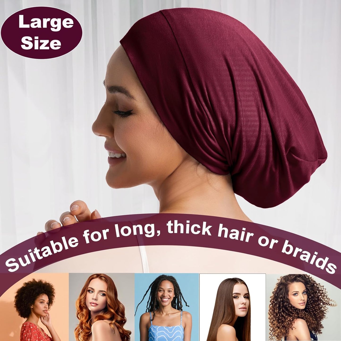 Sleep Cap Bonnet for Sleeping Black Women Men, Adjustable Cooling Lining Bonnets for Curly Hair Wrap Braids Beanie Night Hat