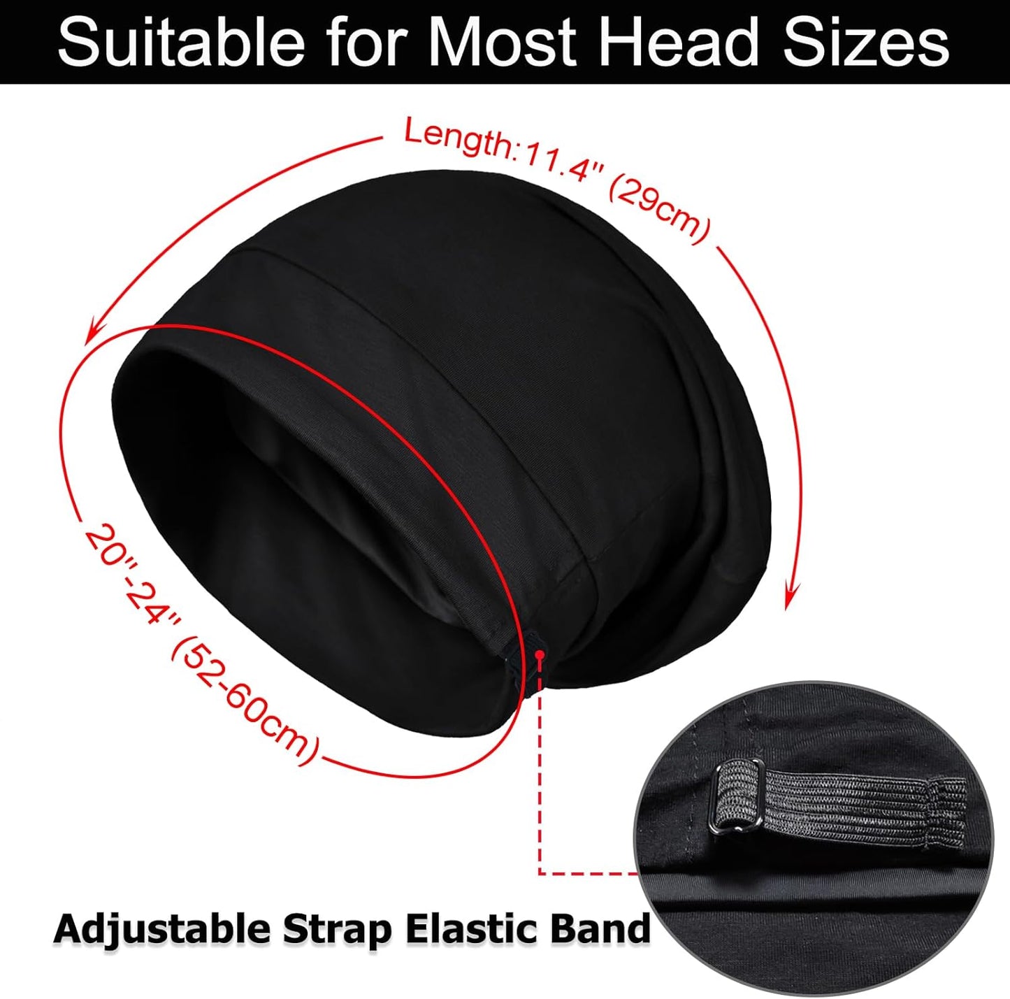Sleep Cap Bonnet for Sleeping Black Women Men, Adjustable Cooling Lining Bonnets for Curly Hair Wrap Braids Beanie Night Hat